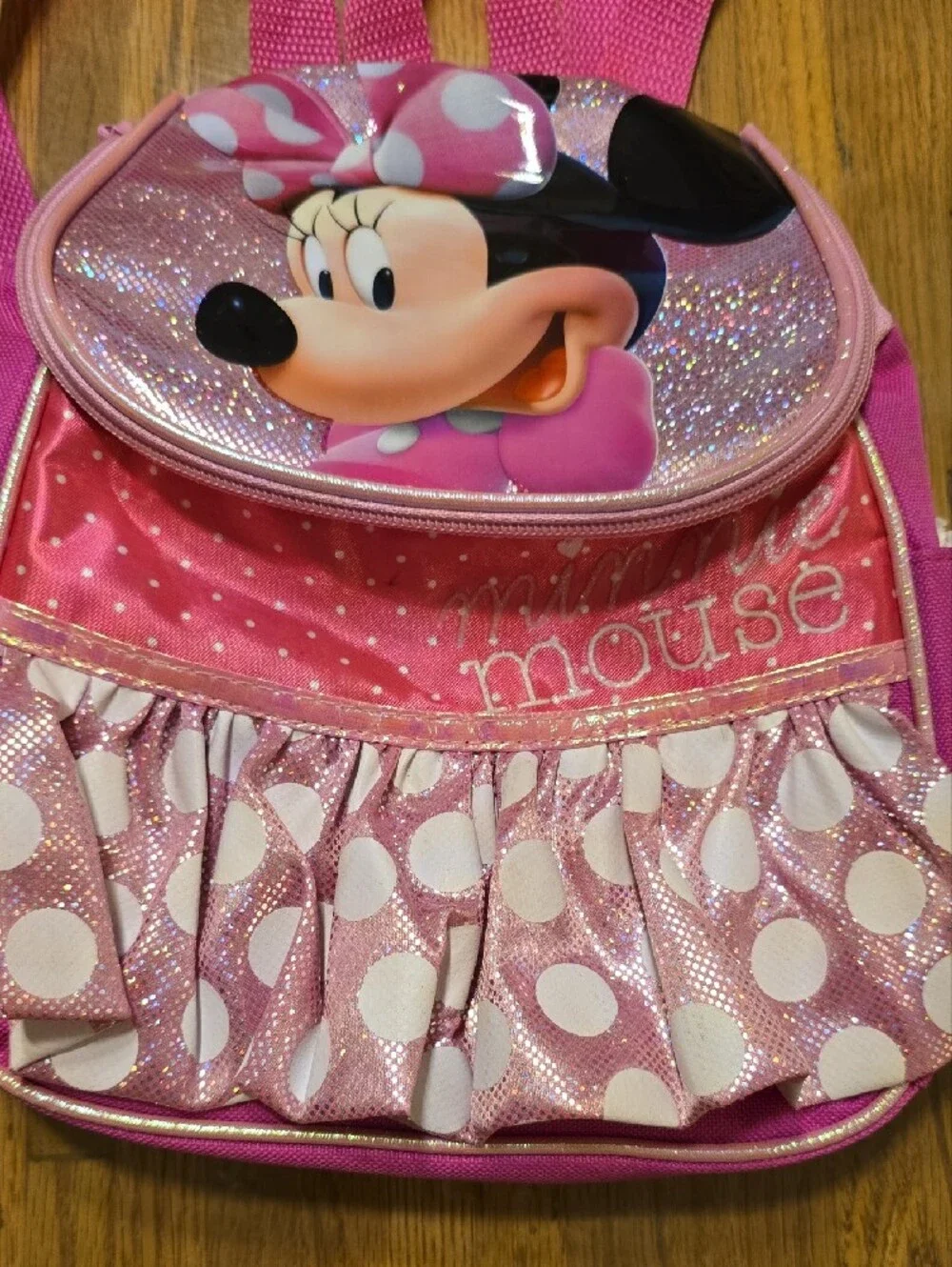 Disney Minnie Mouse Pink Glitter Girls Backpack